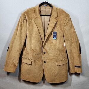 Stafford Blazer Mens 52 Regular Corduroy Stretch Classic Fit Elbow Patches NWT